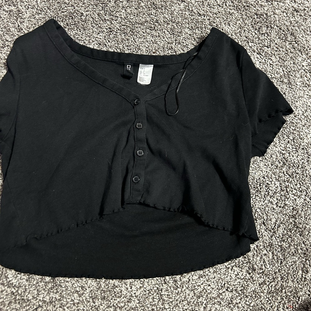 Black Button-Up Women's Top